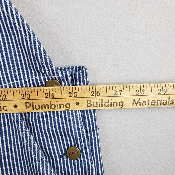 Key Size 48x32 Railroad Stripe Bib Overalls Blue White Farmer Chore Workwear - Picture 6 of 14